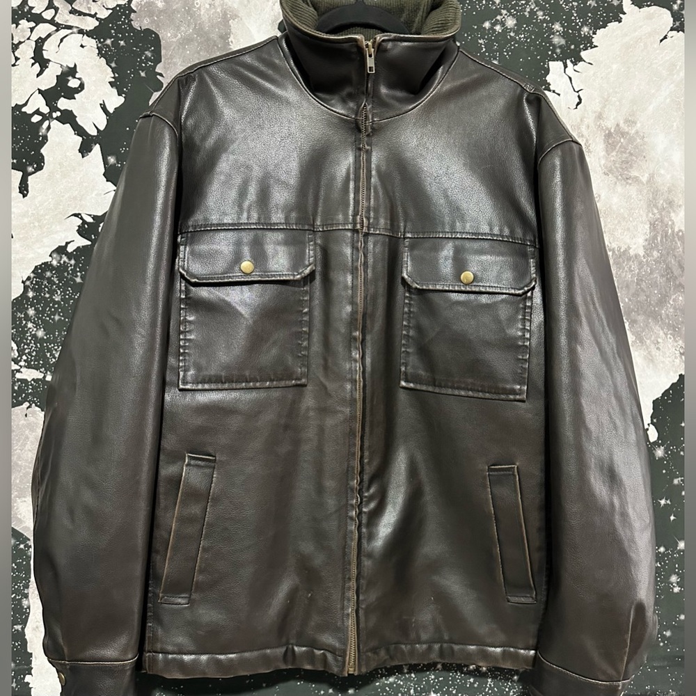 Accents Collection Faux Leather Sherpa Utility Jacket